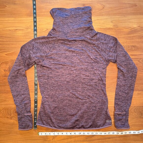 Nike Dri Fit Thermal Running Top, Turtleneck, Purple Heather, Small - Picture 3 of 11